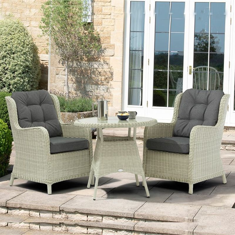 CHEDWORTH DOVE GREY RATTAN ROUND BISTRO SET - Image 3