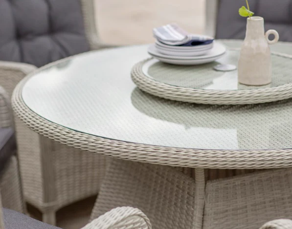 Chedworth 6 Seat Round Dining Set with Parasol - Dove Grey - Image 2