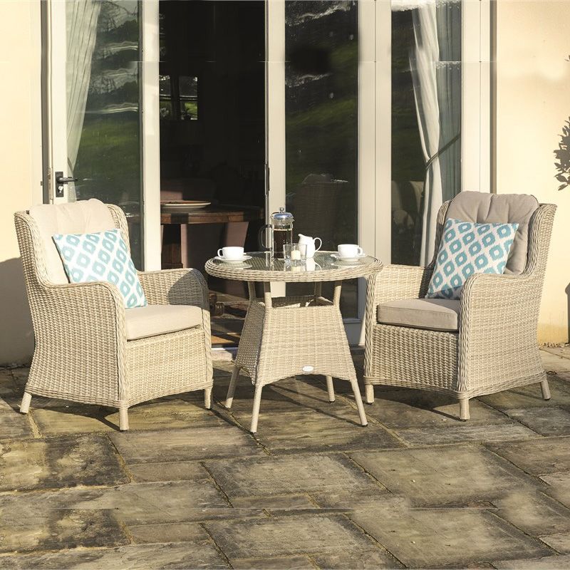 Chedworth Sandstone Rattan Round Bistro Set - Image 2