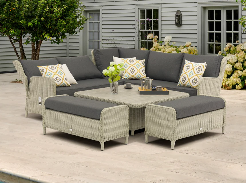 CHEDWORTH SQUARE SOFA ADJUSTABLE TABLE DOVE GREY - Image 2