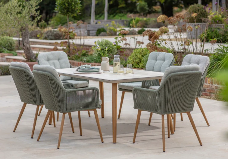 COMO FERN GREEN 6 SEAT RECT DINING SET - Image 2