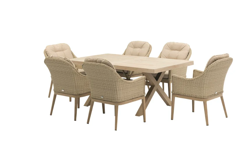 MONTEREY VOGUE RECTANGULAR 6 CHAIR SANDSTONE SET - Image 3