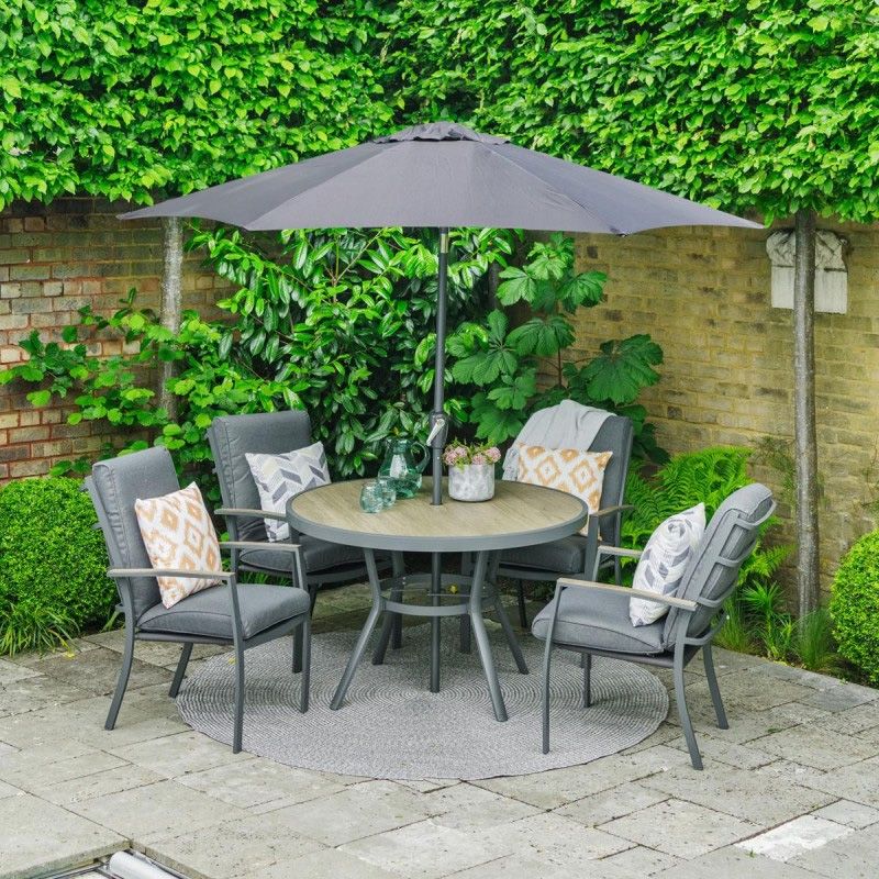 MONZA 4 SEAT SET WITH  HIGHBACK ARMCHAIRS & 2.5M PARASOL