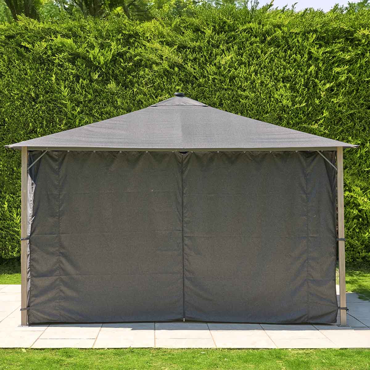 SANCTUARY BIRCH EFFECT 4X3 FABRIC GAZEBO WITH SOLAR LIGHTS - Image 2