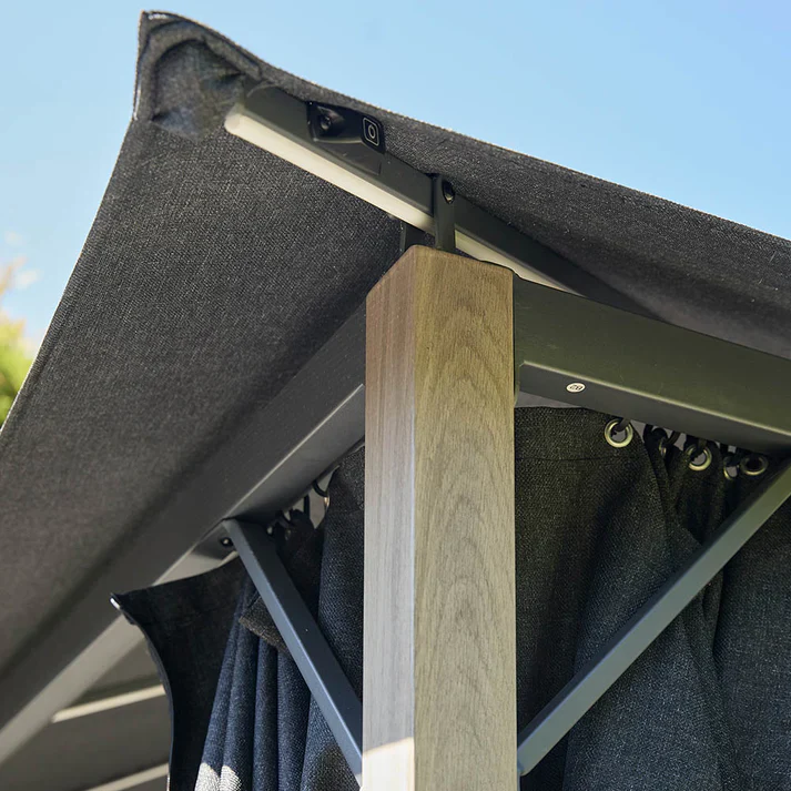 SANCTUARY BIRCH EFFECT 4X3 FABRIC GAZEBO WITH SOLAR LIGHTS - Image 4